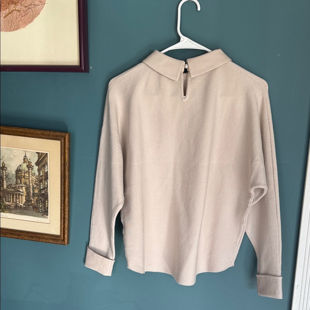 Sioni Cream Collared Long-Sleeve Sweater - Picture 3 of 4